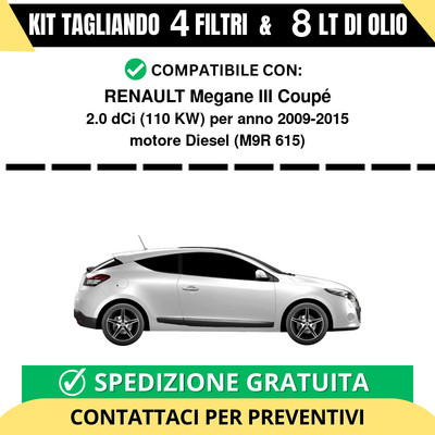 Tagliando Per RENAULT Koleos I 2.0 DCi 4x4 110 Kw - 8 Lt Di ELF 4 Filtri An - Foto 9