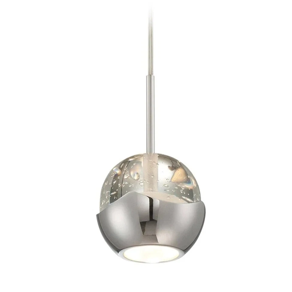 Lite Source Draplin 1 Light LED Mini-Pendant, Chrome, Crystal - LS-18191 - Image 2 of 3