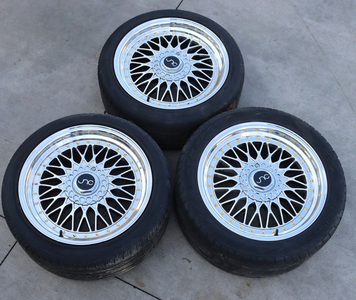 JNC Wheels Rim JNC005 Platinum Gold Rivets 18X8.5 2 245/40R18 1