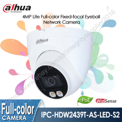 Dahua 4MP Full Color Mic WDR IVS Camera IPC-HDW2439T-AS-LED  POE ROI IP67 LED