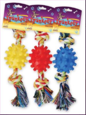 Knotted Rope Toy with PVC Ball - 8'' - dog, fetching, teething, pulling, chewing