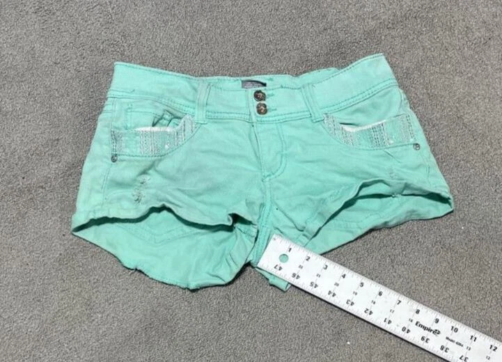 Pantalones cortos de mezclilla para mujer Vanity azules talla 28 Foto 3 de 4