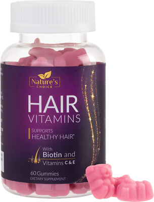 Sugar Bear Hair Gummies 5000mcg Biotin Vitamins C & E for Hair, Skin, & Nails