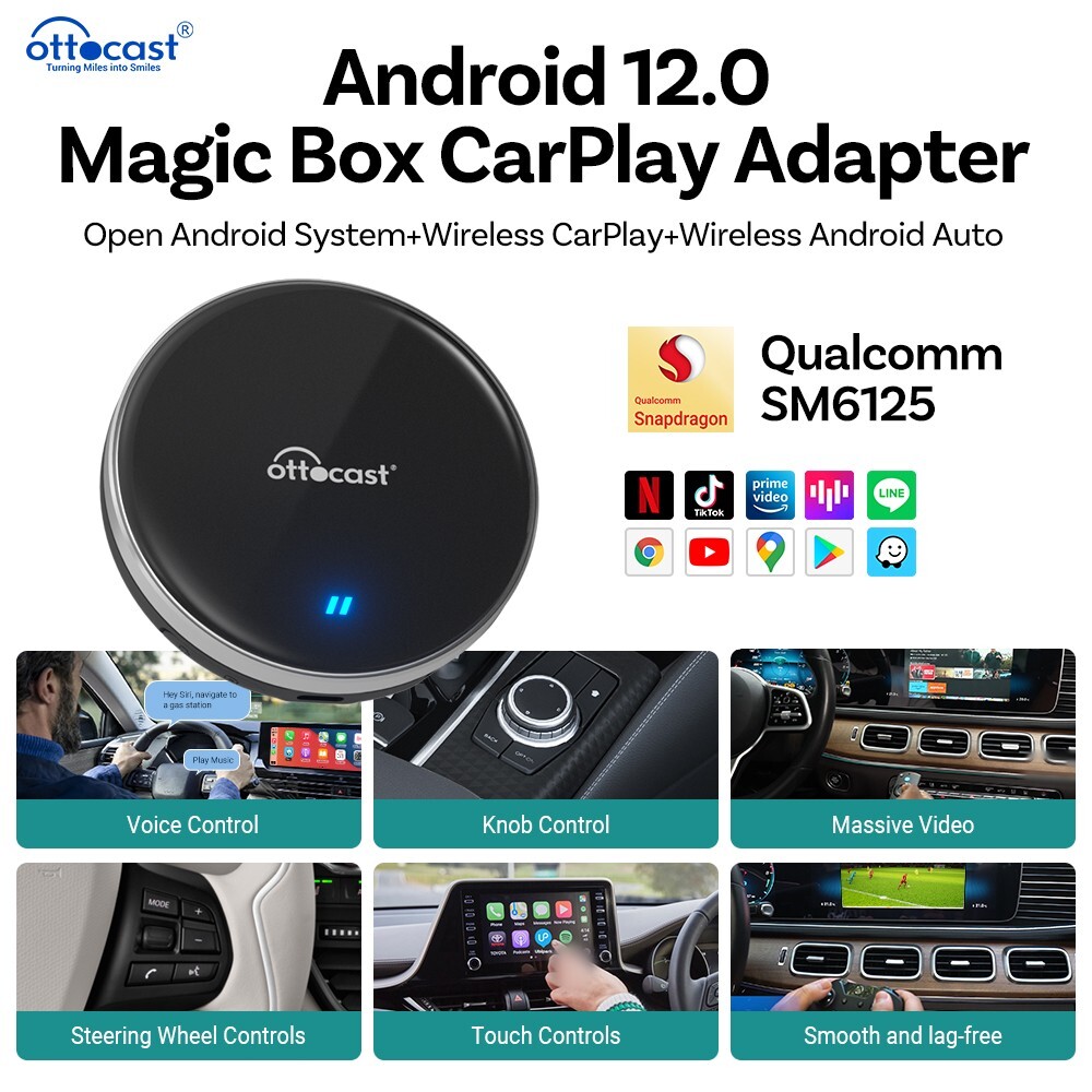 Ottocast Wireless Carplay Adapter 2025 OTTOCAST P3 Android 12