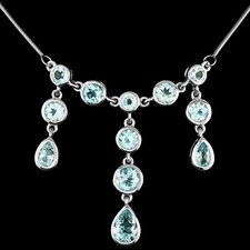 Silber Halskette Topas blau natürlich abgebaute Edelsteine massiv Sterling 18 Zoll