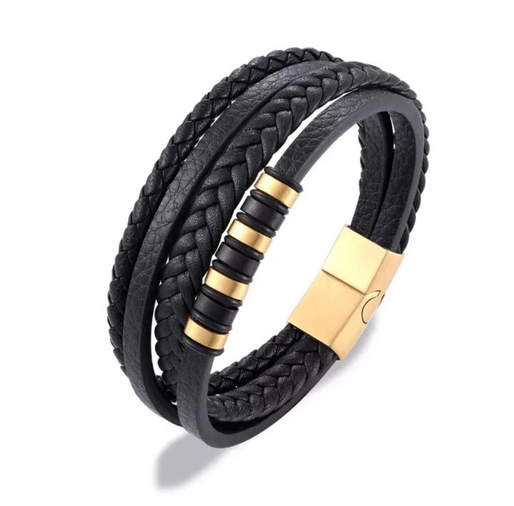 Mens leather designer bracelets deals