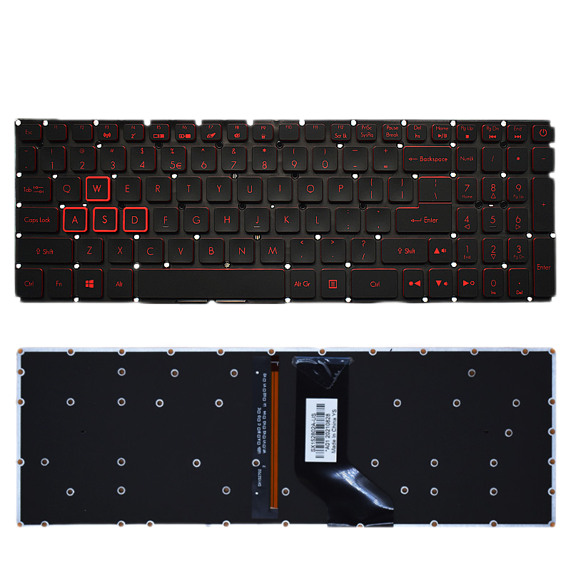 Tastiera Retroilluminata Rossa Per Acer Nitro 5 AN515-51/52/53 - Layout US - Nuova