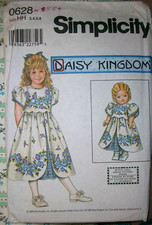 Daisy Kingdom Simplicity Vintage 90s Sewing Pattern 0628 Girl Doll Dress 3-6