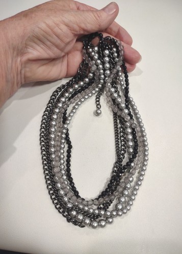 Modern Premier Designs Gray Multi Strand Beaded Necklace R34 - Picture 2 of 5