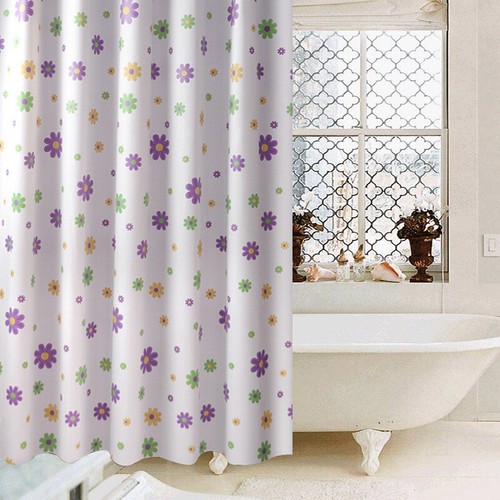 180CM PEVA Purple Flowers Home Bathroom Shower Curtain Waterproof Moisture-proof - Picture 2 of 7