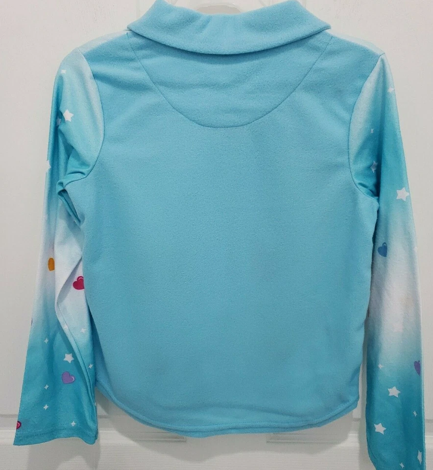 SHOPKINS Girls M 7-8 Turquoise Flannel COLOR ME HAPPY Button Up Rainbow Pajamas - Image 3 of 4