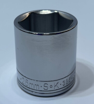 SK Hand Tools 26mm Shallow 6 Point 3/8in Drive Chrome Socket 326 USA