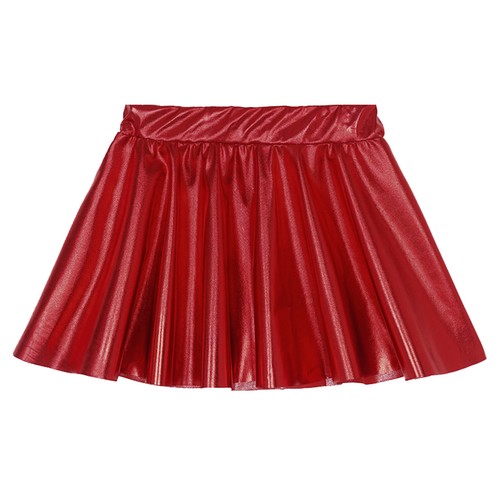 Kids Girls Metallic Shiny Flared Pleated Mini Skater Skirt Ballet Jazz Dancewear - Picture 28 of 31