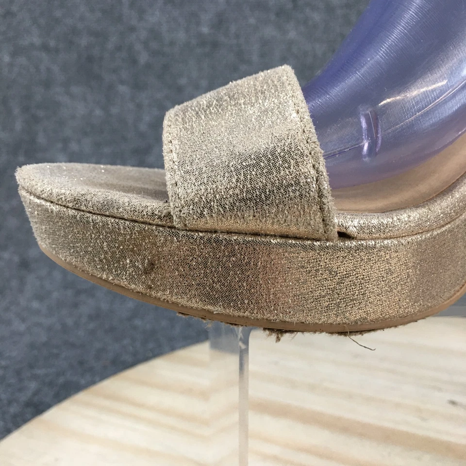 Tacones CL By Laundry para mujer 9,5 M informales con tiras al tobillo plataforma tela dorada Foto 4 de 4