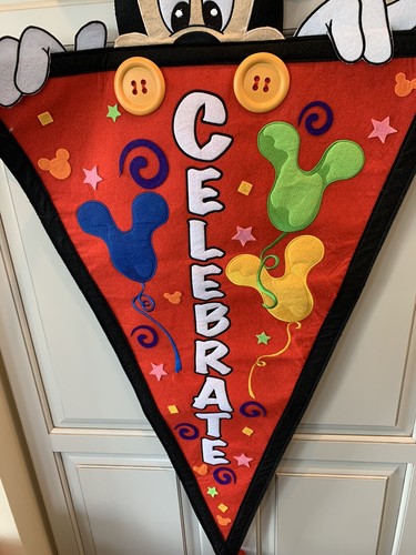 Rare Disney Mickey Disneyland World Birthday Celebrations Large Banner 45X23 - Picture 3 of 4