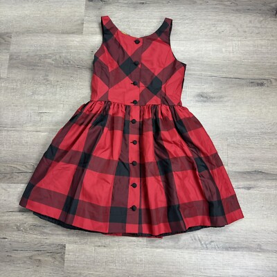 christmas dress ralph lauren Ralph Lauren Tartan Black Red Plaid Holiday Christmas Dress Size 12