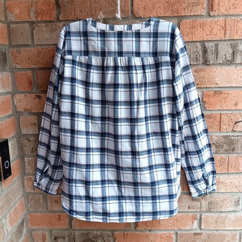 LOFT Outlet Womens Plaid Top Blouse Shirt Buttn Front Long Sleeves Cotton Size M - Picture 8 of 8