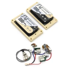 Set of Electric Guitar Humbucker Pickup Wiring Harness with Cream Ring Zebra