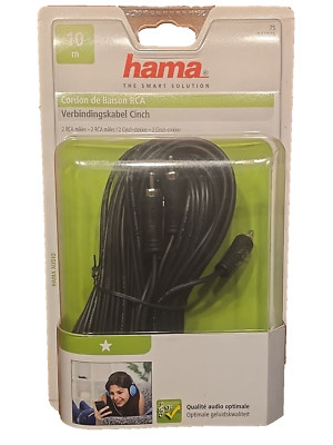 HAMA Audiokabel 2 Cinch-Stecker - 2 Cinch-Stecker 10m Schwarz, 75122275