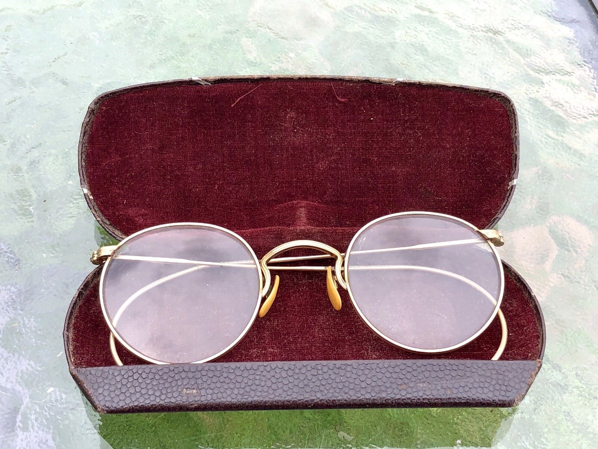 AO American Optical Art Deco MCM Ful-Vue 12K GF Wire Spectacles 