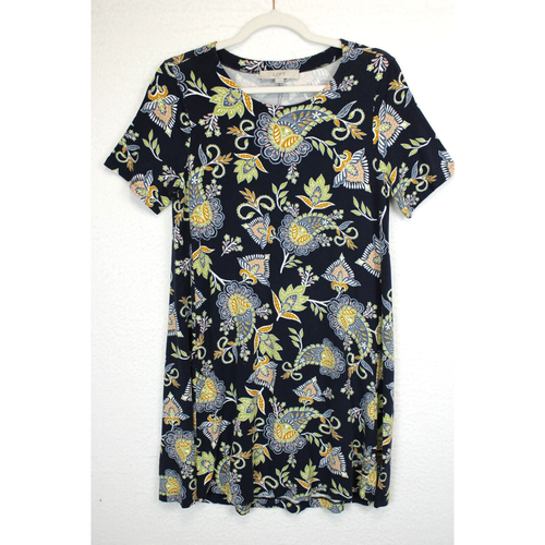Abito Loft Corto Cambio Maglia Donna S Manica Corta Blu Floreale Elasticizzato Morbido Comodo - Foto 3 di 11