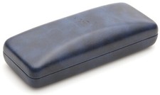 NEW Dicaprio Clam Shell Hard Eyeglasses Glasses Case Blue w/ Microfiber Cloth
