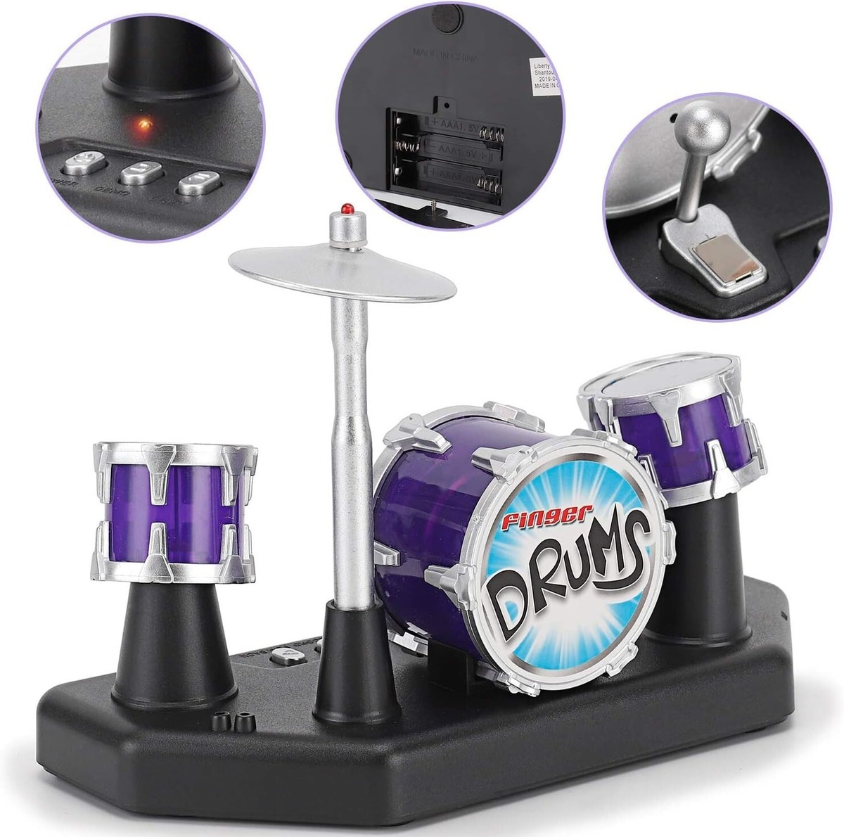 Electronic Mini Finger Drum Set with Lights Sound For Kids