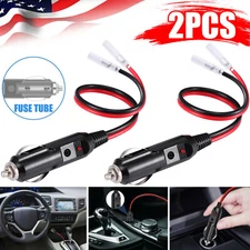 2Pcs 12V~24V Fused Male Car Cigarette Lighter Socket Plug Connector Cable Leads