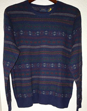 Polo Ralph Lauren Wool Cashmere Knit Crew Neck Pullover Blue Geometric Men  s XL