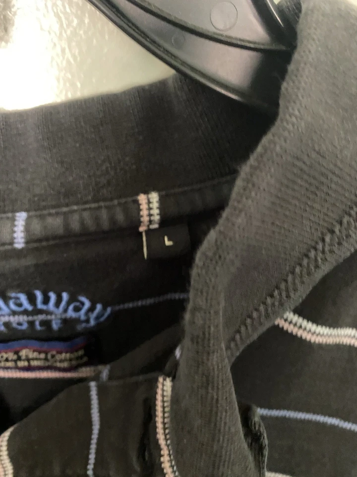 Camisa Callaway Para Hombre Grande Azul y Blanco Rayas Manga Corta Algodón Abotonada Foto 3 de 4