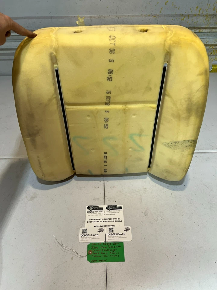 OEM 2006-2009 Dodge Ram 2500 3500 Quad Cab Driver or Passenger Seat Back Foam - Image 2 of 4