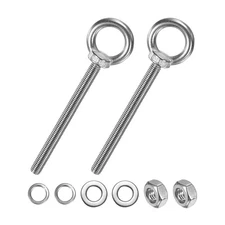 2-Sets Stainless Eyebolt M10x121mm Shoulder Lifting Eye Bolt with Nuts Washers