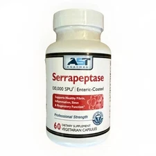 AST Enzymes Serrapeptase 130,000 SPU 60 Veggie Capsules High Potency Exp 11/2025