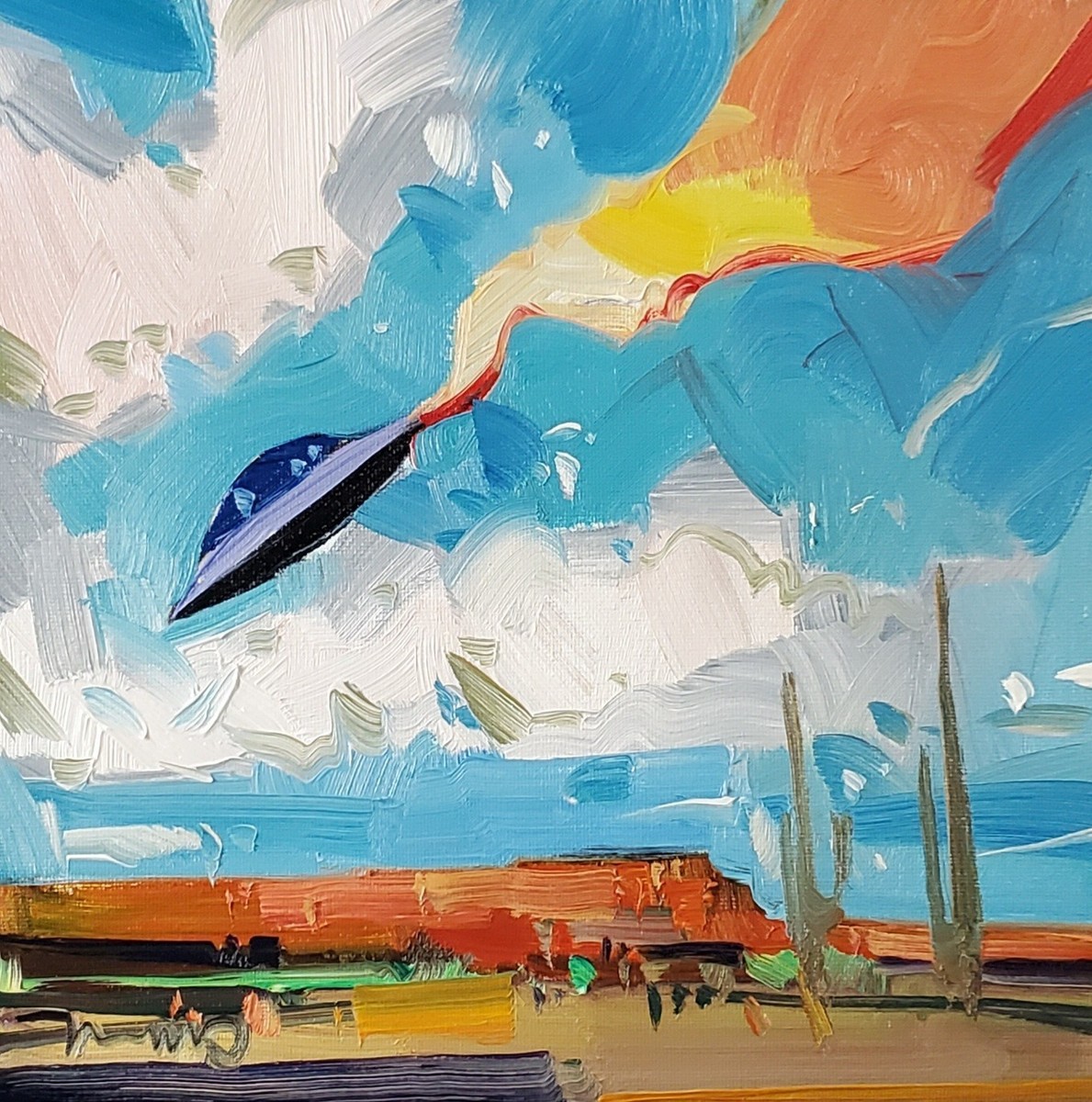 Old Pueblo UFO Crash Art PRINT Painting by Artist Jose Trujillo