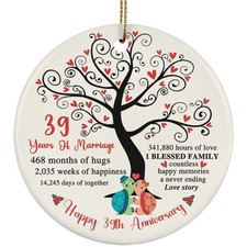 39 Years Love Ornament Happy 39th Anniversary Cute Turtle Couple Christmas Gifts