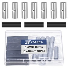 6 AWG Non Insulated Butt Connectors Crimps 6AWG with Heat Shrink Tube Pure Co...