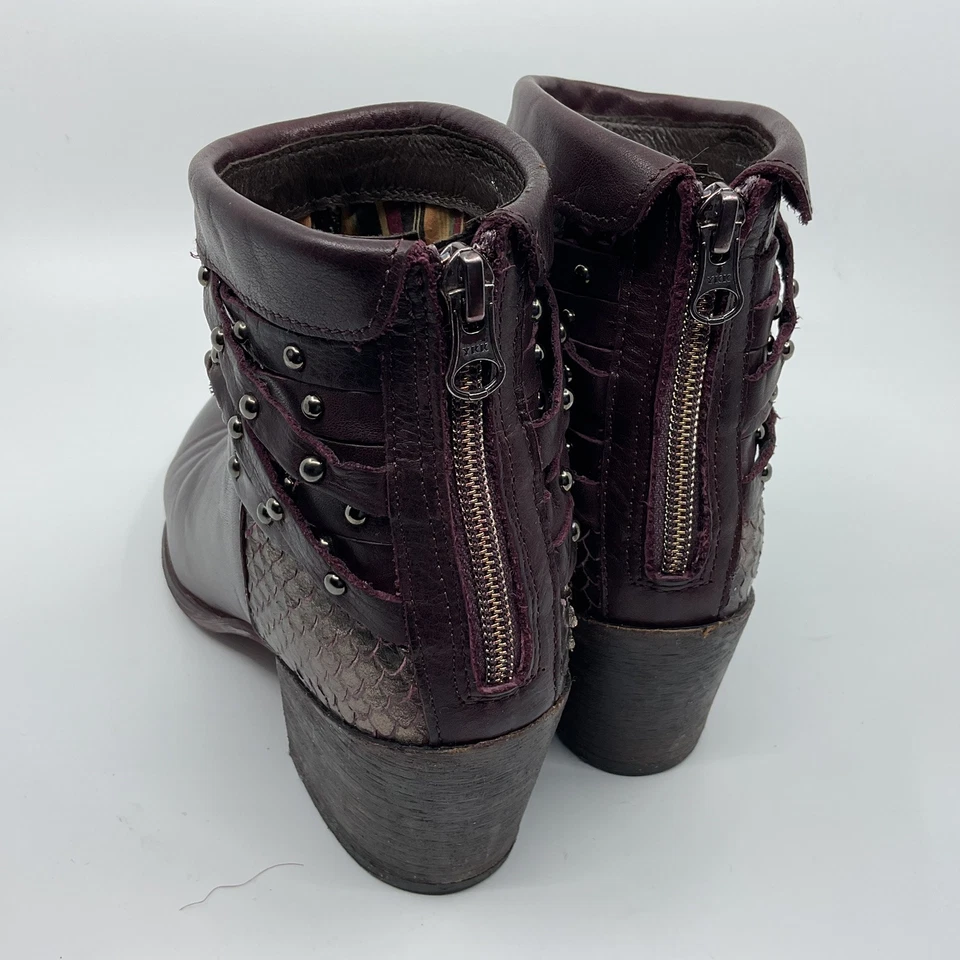 Felmini Designer Real Leather Heeled Boot Made In Portugal Size US 8.5 Burgundy - Image 3 of 4