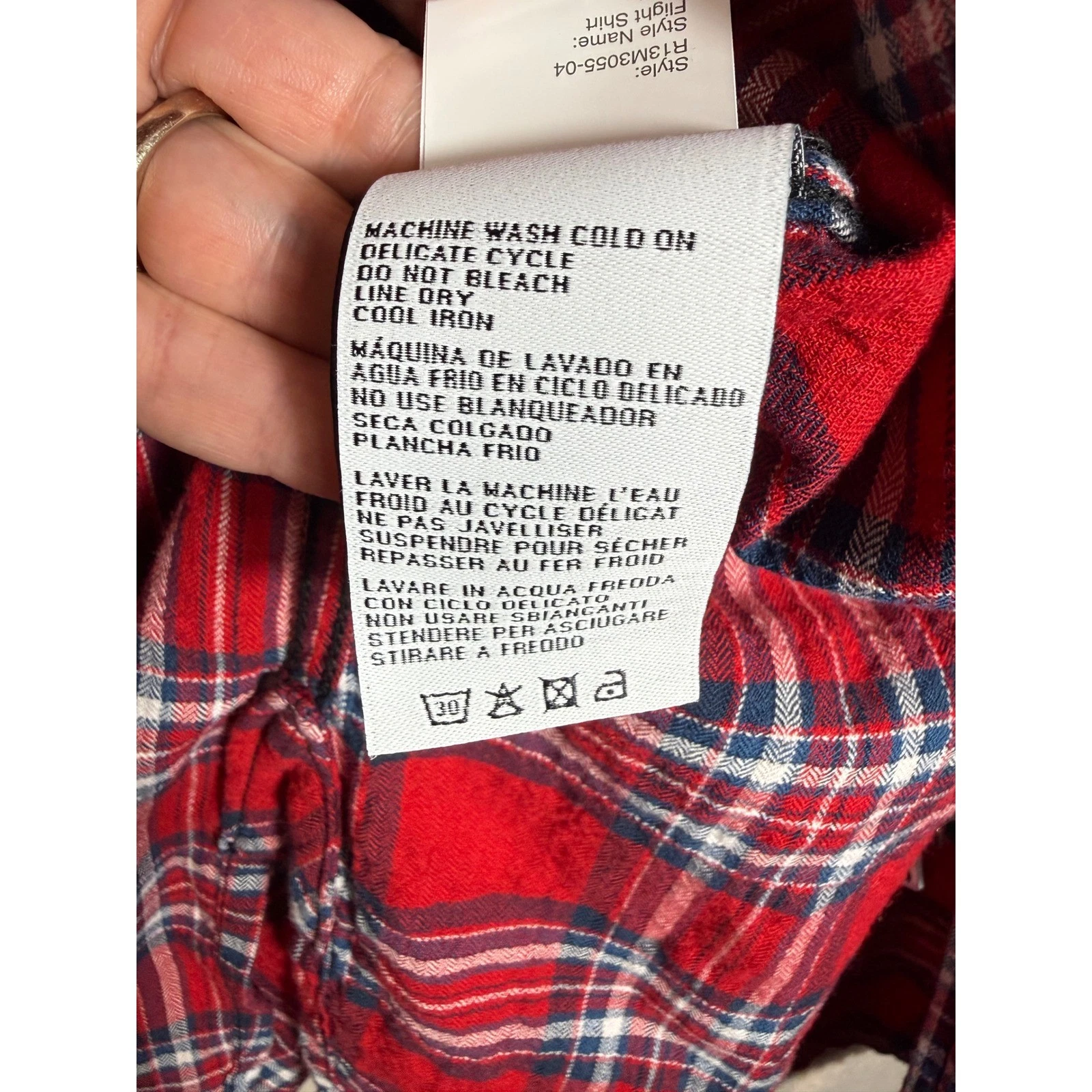 R13 Flight Shirt Mens XL Red Plaid Japanese Fabric Zip Up Bomber Jacket Longline - product detail image 7
