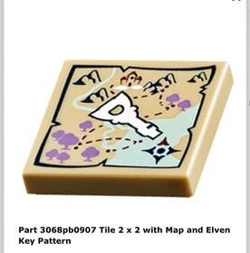 LEGO 3068pb0907 Tan Tile 2x2 Map Elven Key Elves 41071 41077 41074 41076 41078