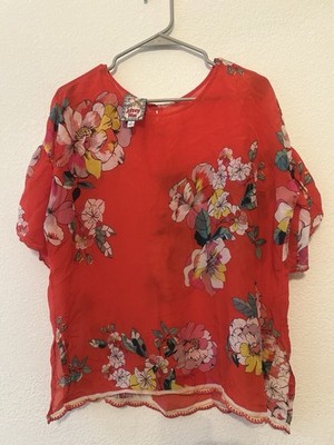 Johnny Was Bohemian Tropical Oversized Flowy Vacation Top Size Small