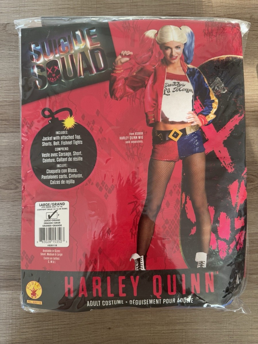 Harley Quinn Costume Rubies Suicide Squad Large with Choker and Fishnet  Gloves | eBay