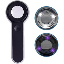 60x Illuminated Rechargeable Magnifier with Dual Coated Lenses, LED/UV
