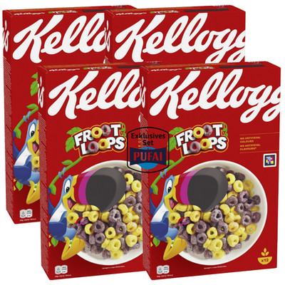 Kellogg s Froot Loops 4×375g   bunte Cerealien, fruchtig & knusprig