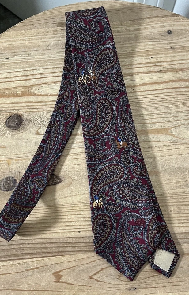 GUCCI Corbata Cuello Vintage 100% Seda Paisley Ecuestre GG Logo Estampado 59" L ITALIA Foto 3 de 4
