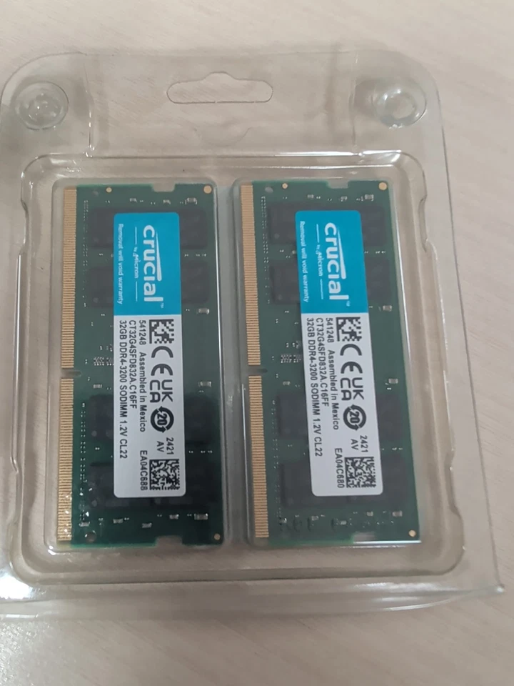 CT2K32G4SFD832A CRUCIAL 64GB KIT DDR4 3200 SODIMM 2Rx8 CL22 PC4-25600 (2 x 32GB) - Image 2 of 2