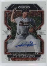 2022 Panini Prizm Draft Picks White Donut Circle 26/50 Victor Mederos Auto 15t1