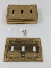 Vtg Gatco Victorian Collection Brass Triple Switch Plate Outlet Cover 615 F