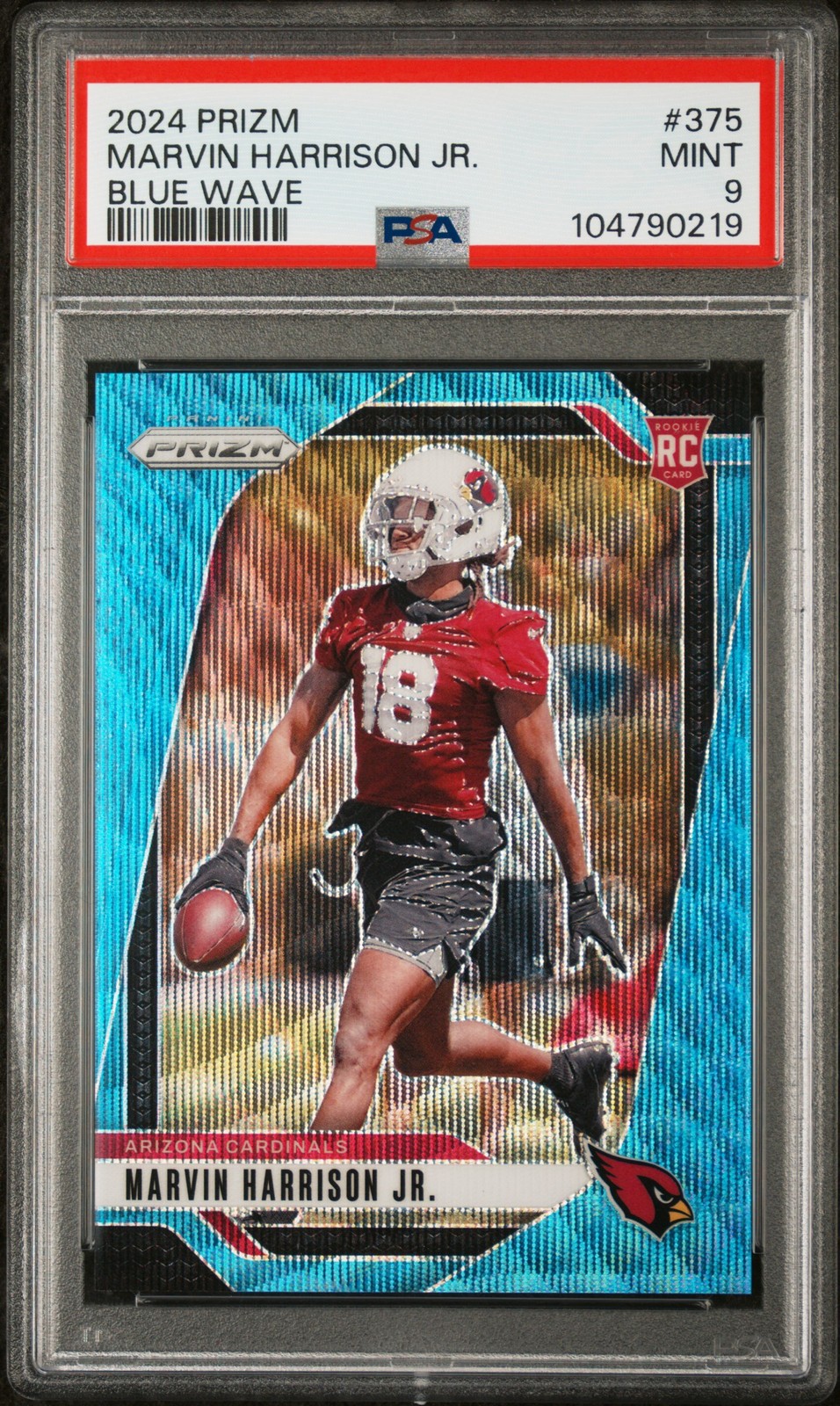 2024 PANINI PRIZM BLUE WAVE #375 MARVIN HARRISON JR. ROOKIE RC 119/230 PSA 9