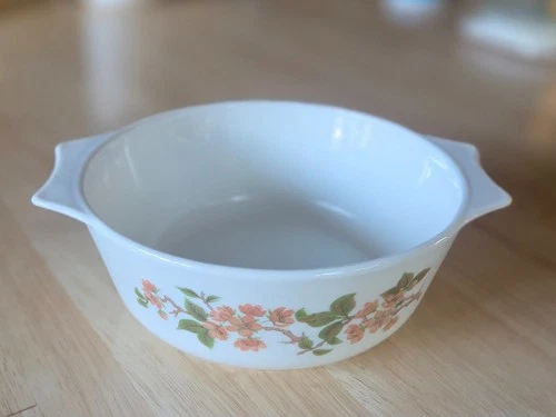 PYREX Lisa Cherry Blossom, Vintage, Large 9in Casserole Dish, 1970's - 1980's