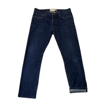 Club Monaco 32x34 regular fit selvedge denim button fly blue jeans EUC